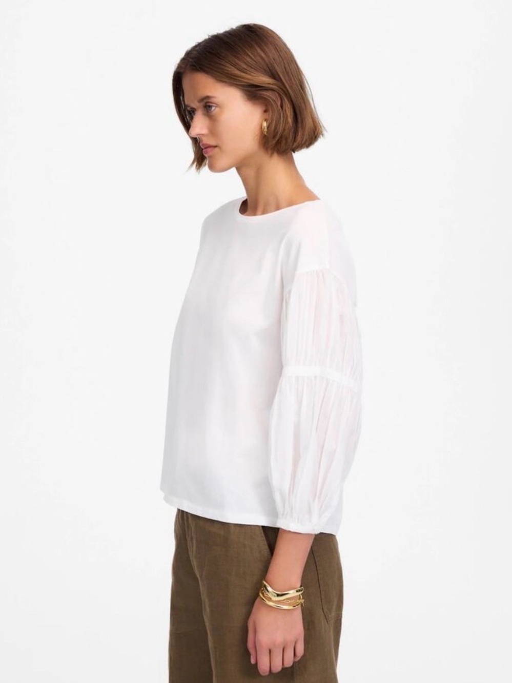 Madewell Puff-Sleeve Drop-Shoulder Knit Top, Like New, Medium - Picture 8 of 10